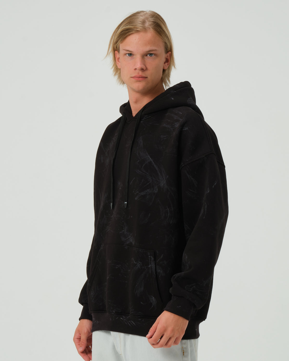 Yıkamalı Basic Kapüşonlu Sweatshirt - Siyah