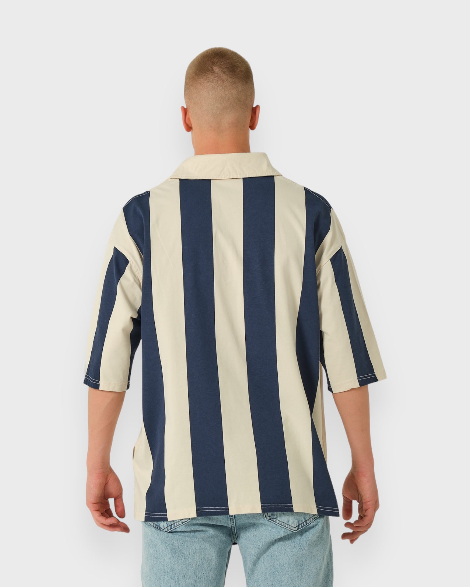 Çubuklu Polo Yaka T-shirt - Lacivert