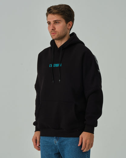 California Kapüşonlu Sweatshirt - Siyah