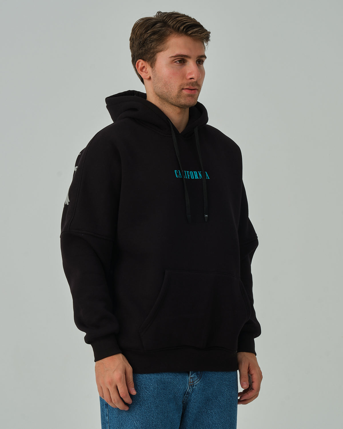 California Kapüşonlu Sweatshirt - Siyah