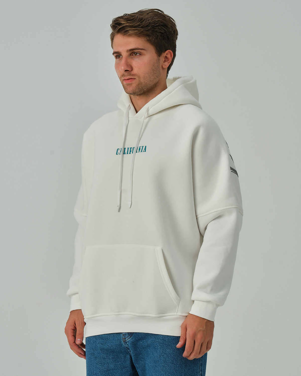 California Kapüşonlu Sweatshirt - Ekru