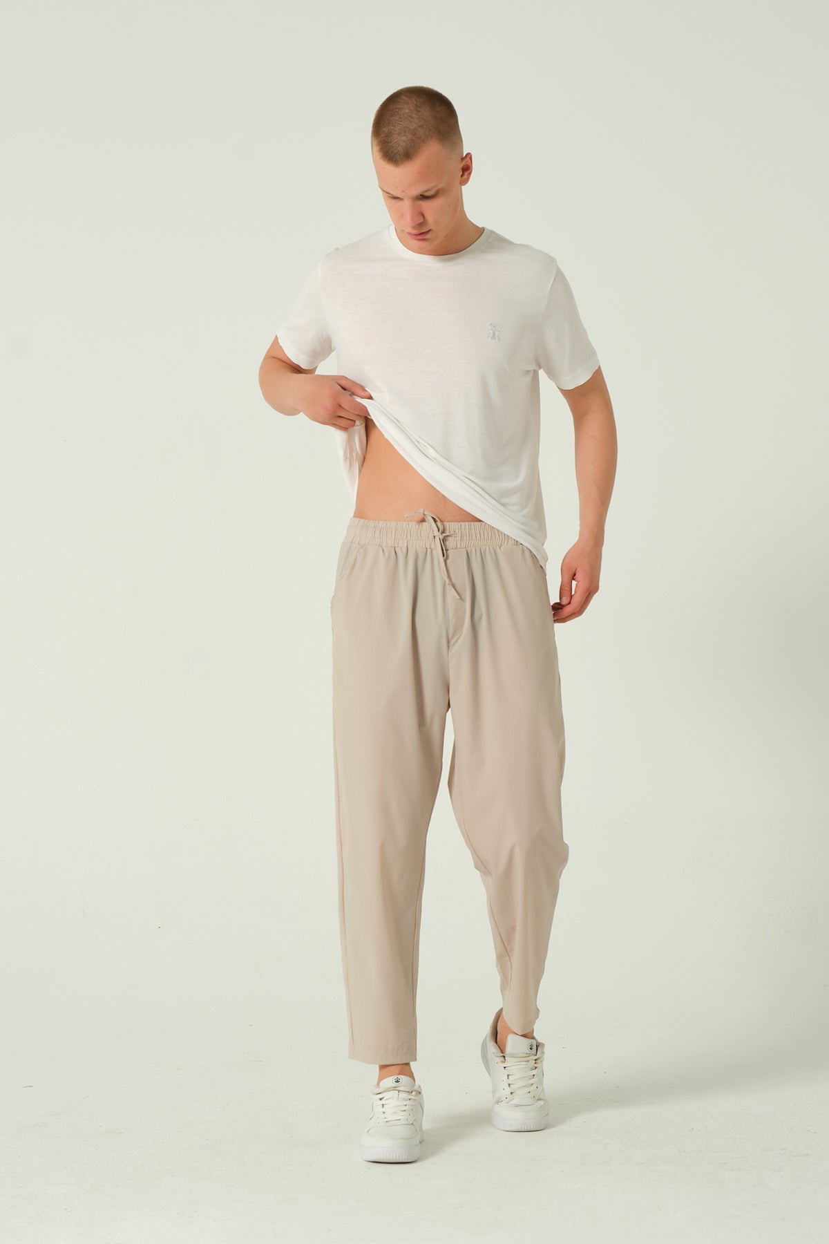 Basic Paraşüt Kumaş Pantolon - Bej