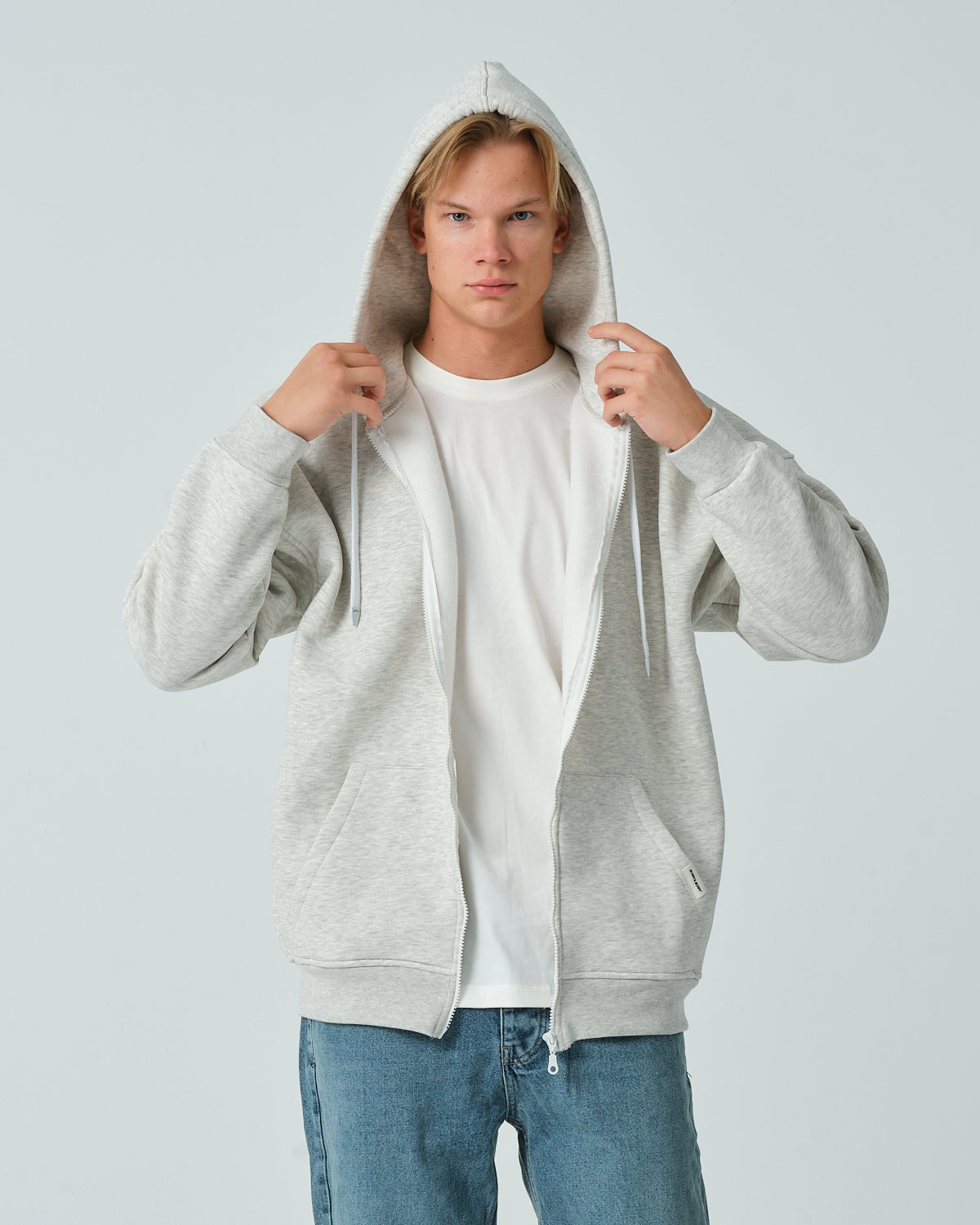 Basic Fermuarlı Sweatshirt - Gri