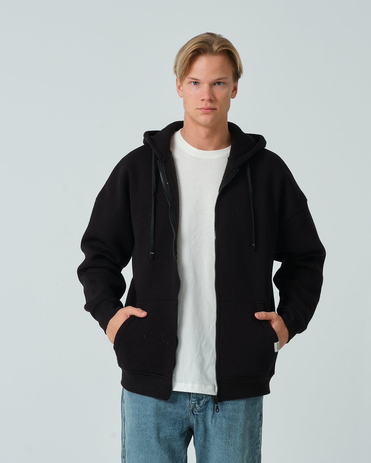 Basic Fermuarlı Sweatshirt - Siyah