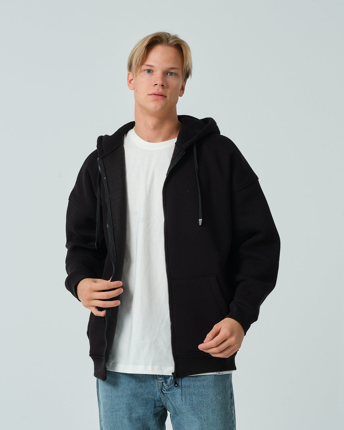 Basic Fermuarlı Sweatshirt - Siyah