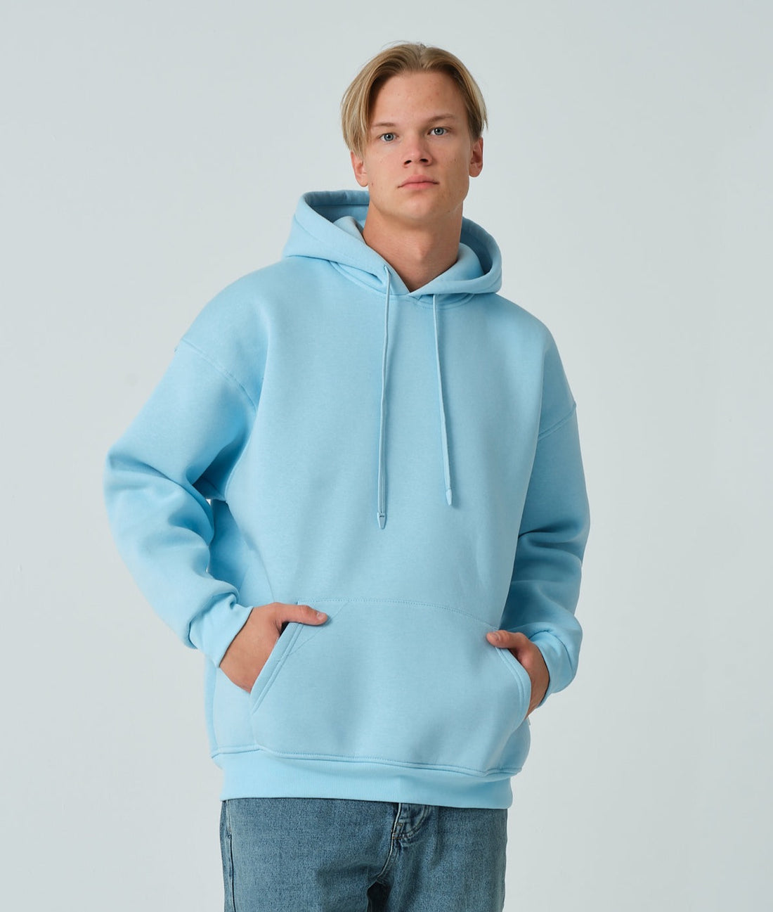 Basic Kapüşonlu Sweatshirt - Aqua