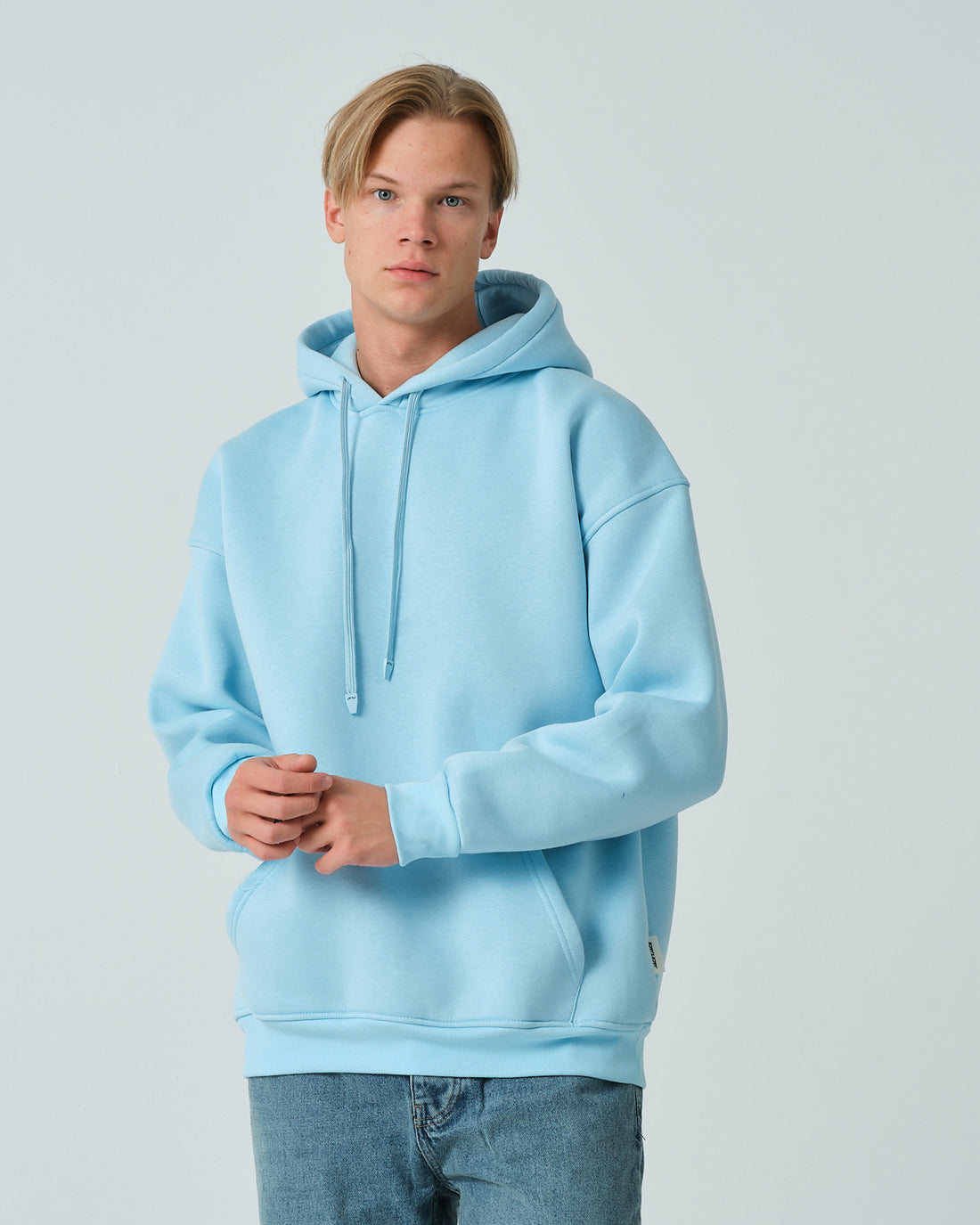 Basic Kapüşonlu Sweatshirt - Aqua