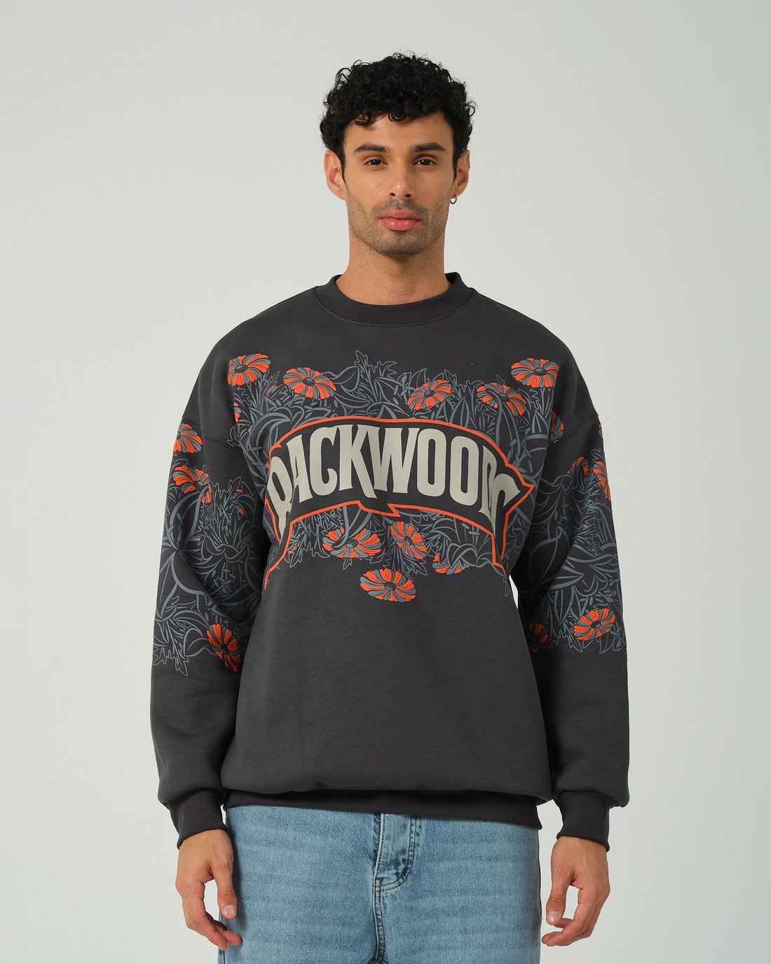 Backwood Sıfır Yaka Sweatshirt - Füme