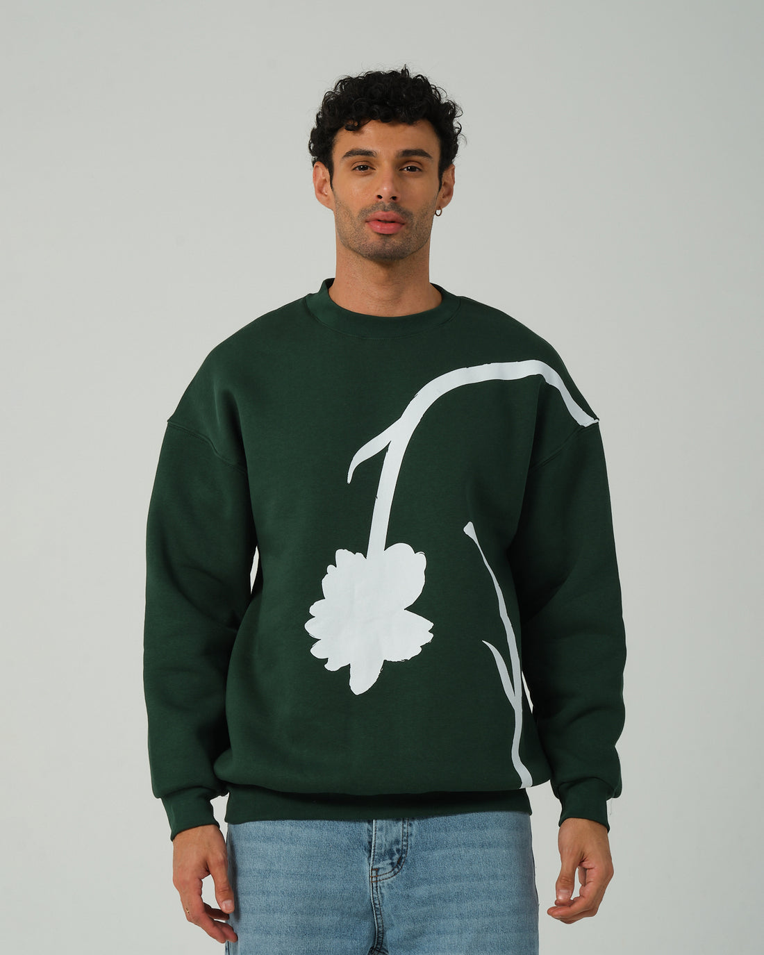 Rose Sıfır Yaka Sweatshirt - Nefti