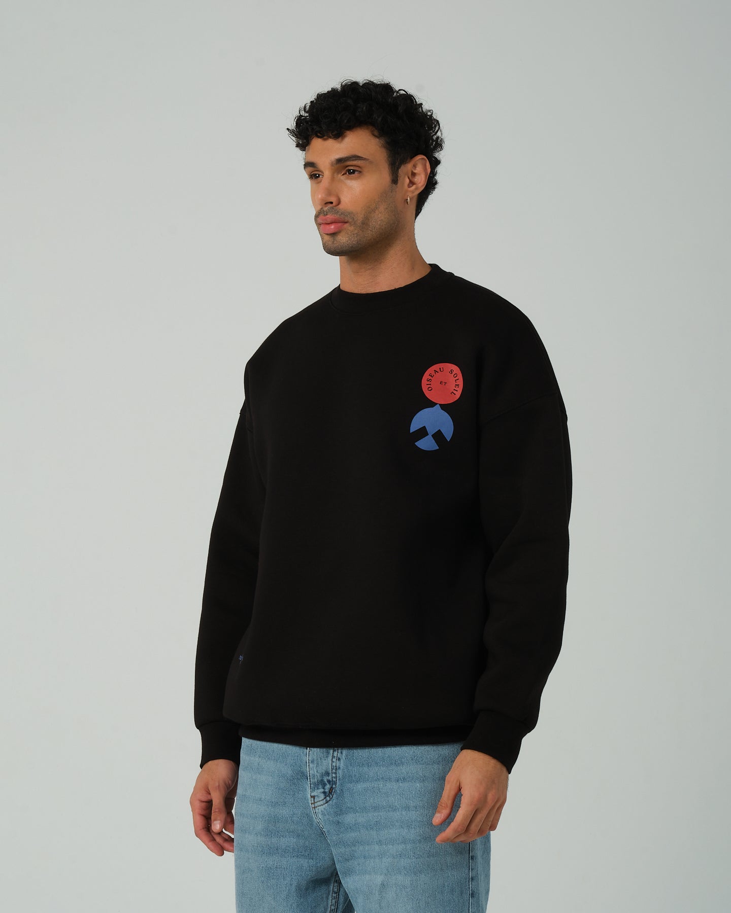 Oiseau Sıfır Yaka Sweatshirt - Siyah