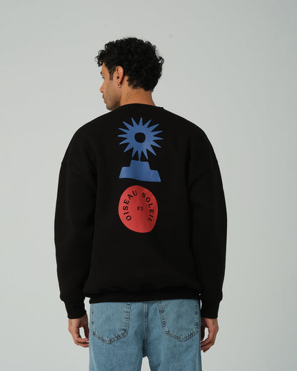 Oiseau Sıfır Yaka Sweatshirt - Siyah