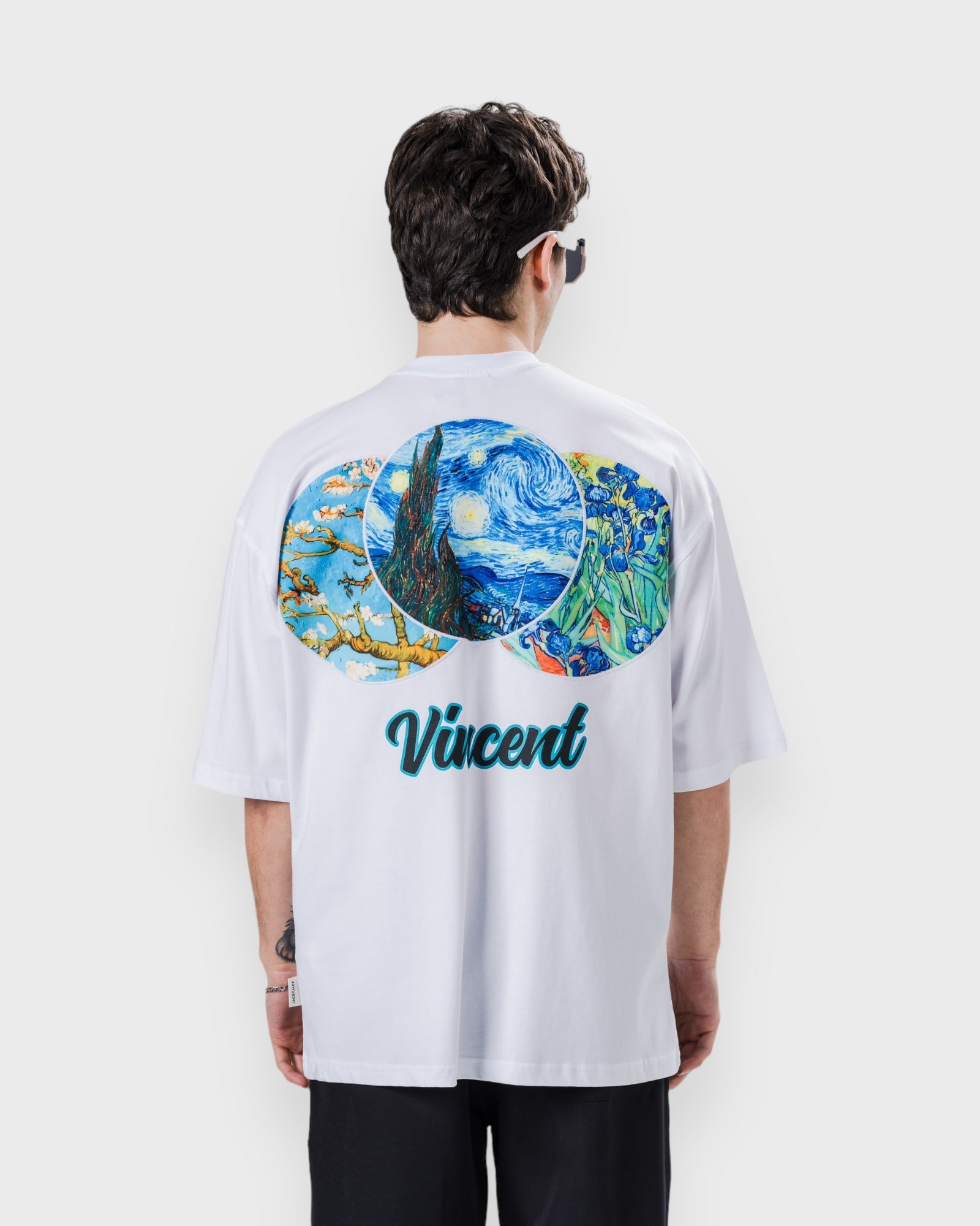 Van Gogh Moment Oversize Basic T-Shirt - Beyaz