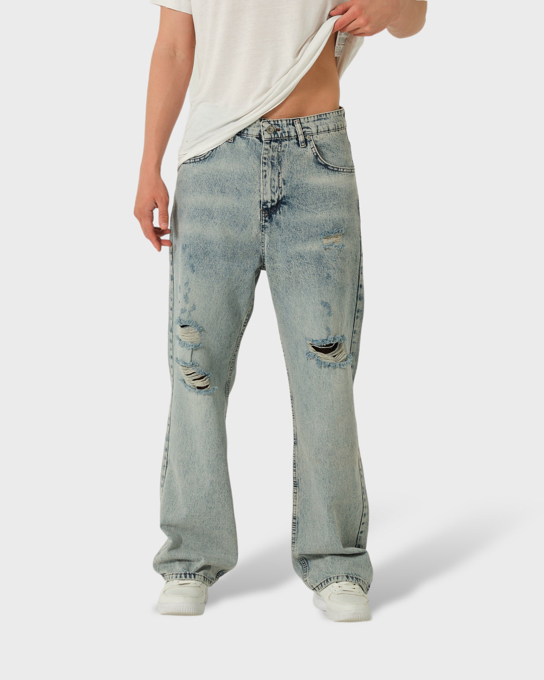 Relax Ripped Baggy Fit Jean -Super Sonic