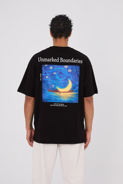 Vincent Van Gogh Boundaries Oversize T-Shirt - Siyah