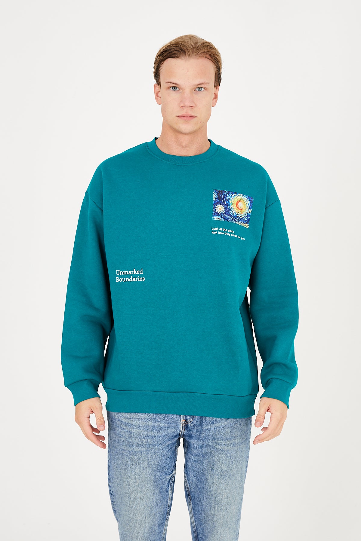 Vincent Van Gogh Stars Sıfır Yaka Sweatshirt - Nefti