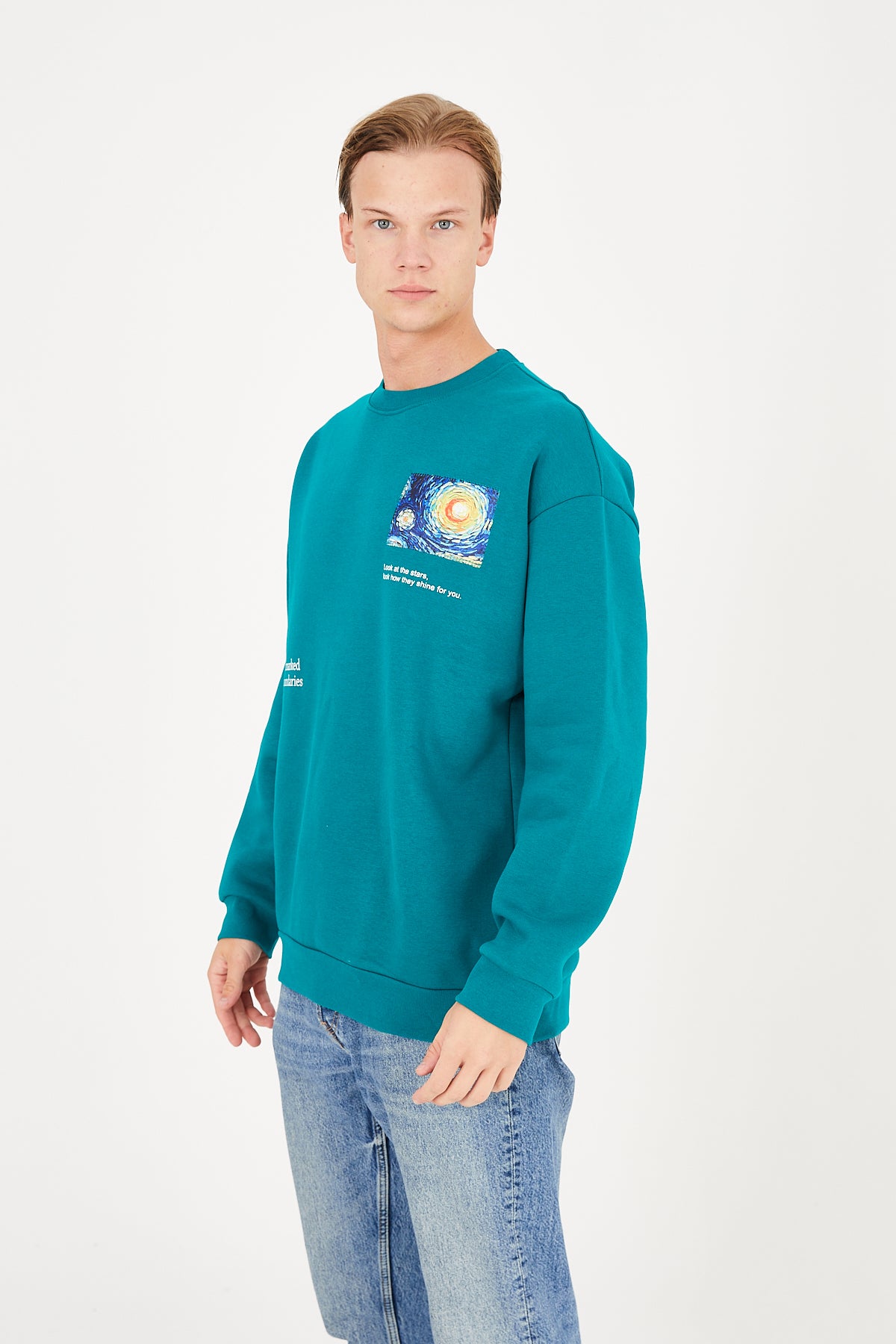 Vincent Van Gogh Stars Sıfır Yaka Sweatshirt - Nefti