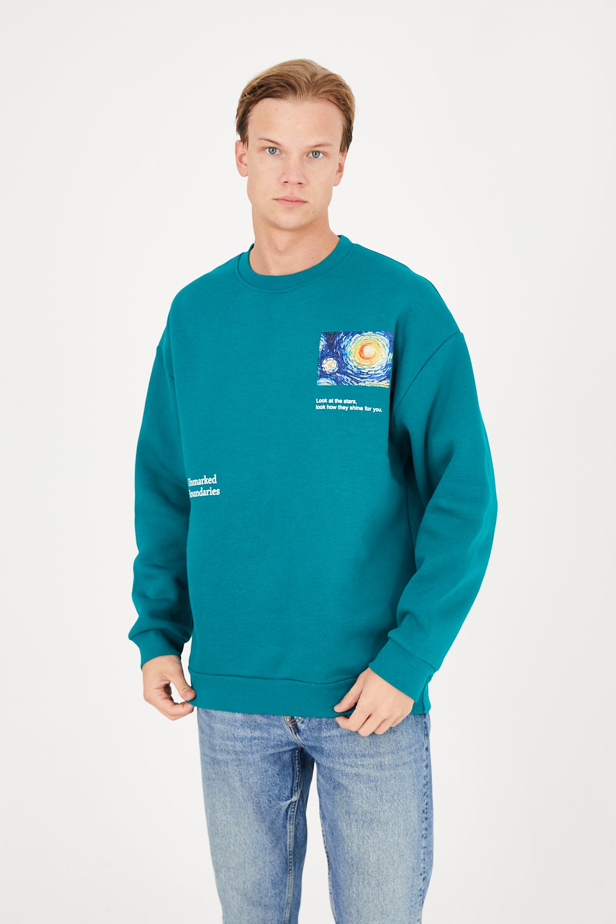 Vincent Van Gogh Stars Sıfır Yaka Sweatshirt - Nefti