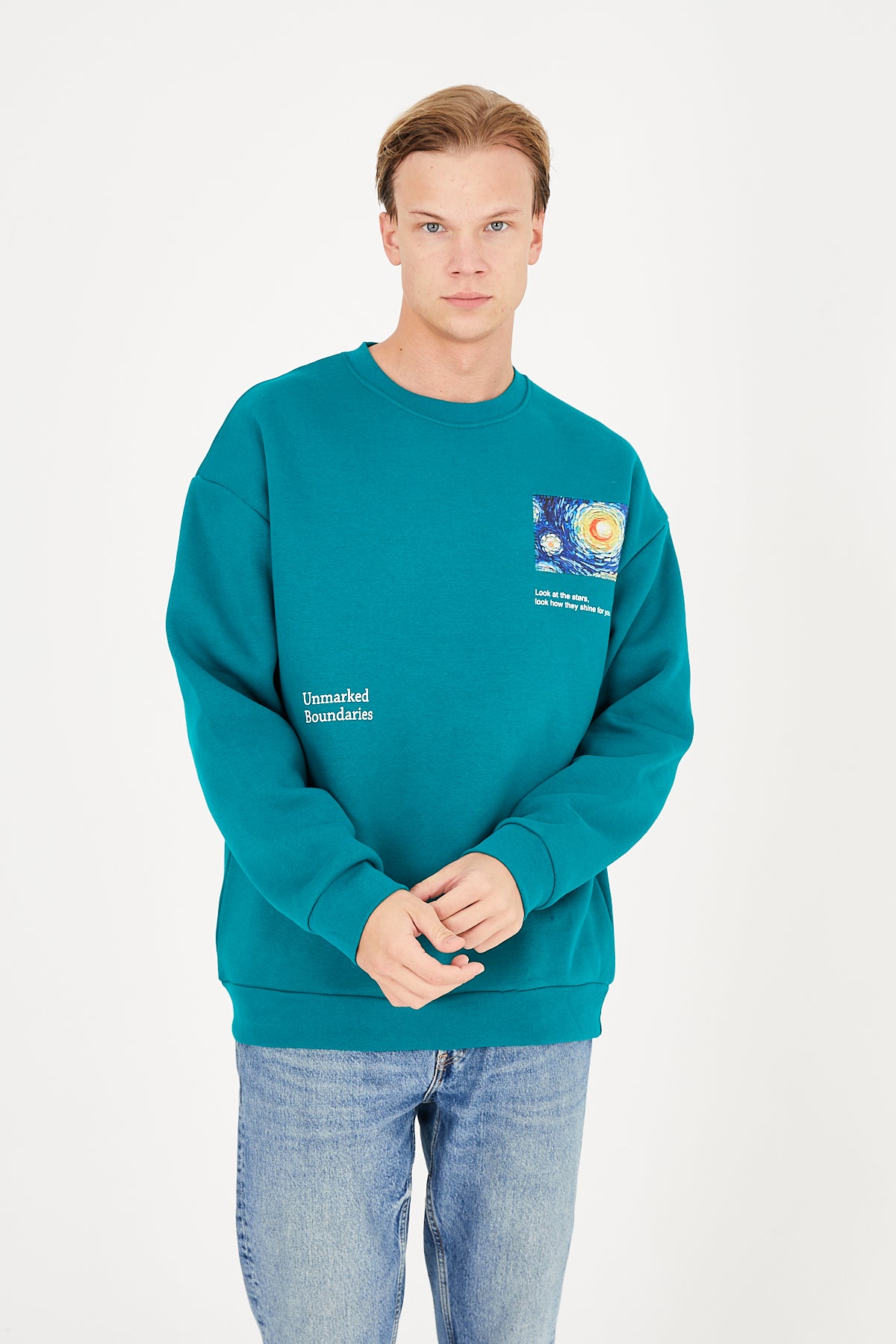 Vincent Van Gogh Stars Sıfır Yaka Sweatshirt - Nefti