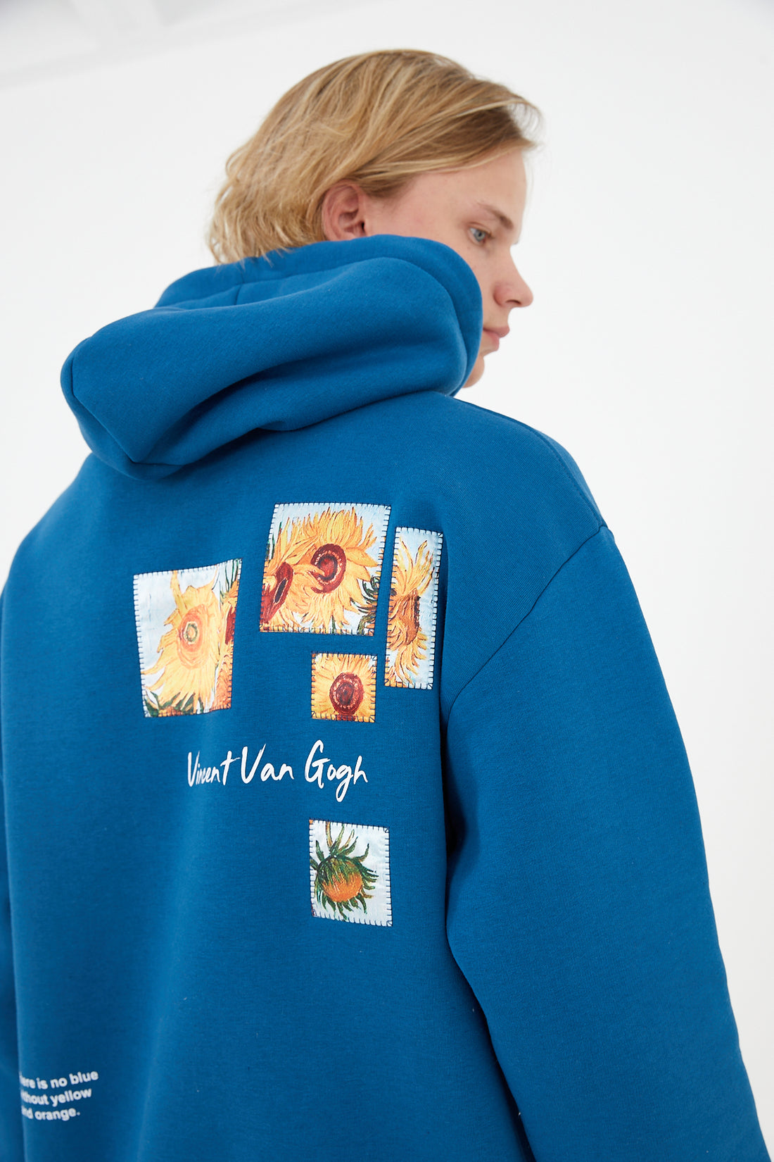 Vincent Van Gogh Ayçiçeği Kapüşonlu Sweatshirt - Petrol