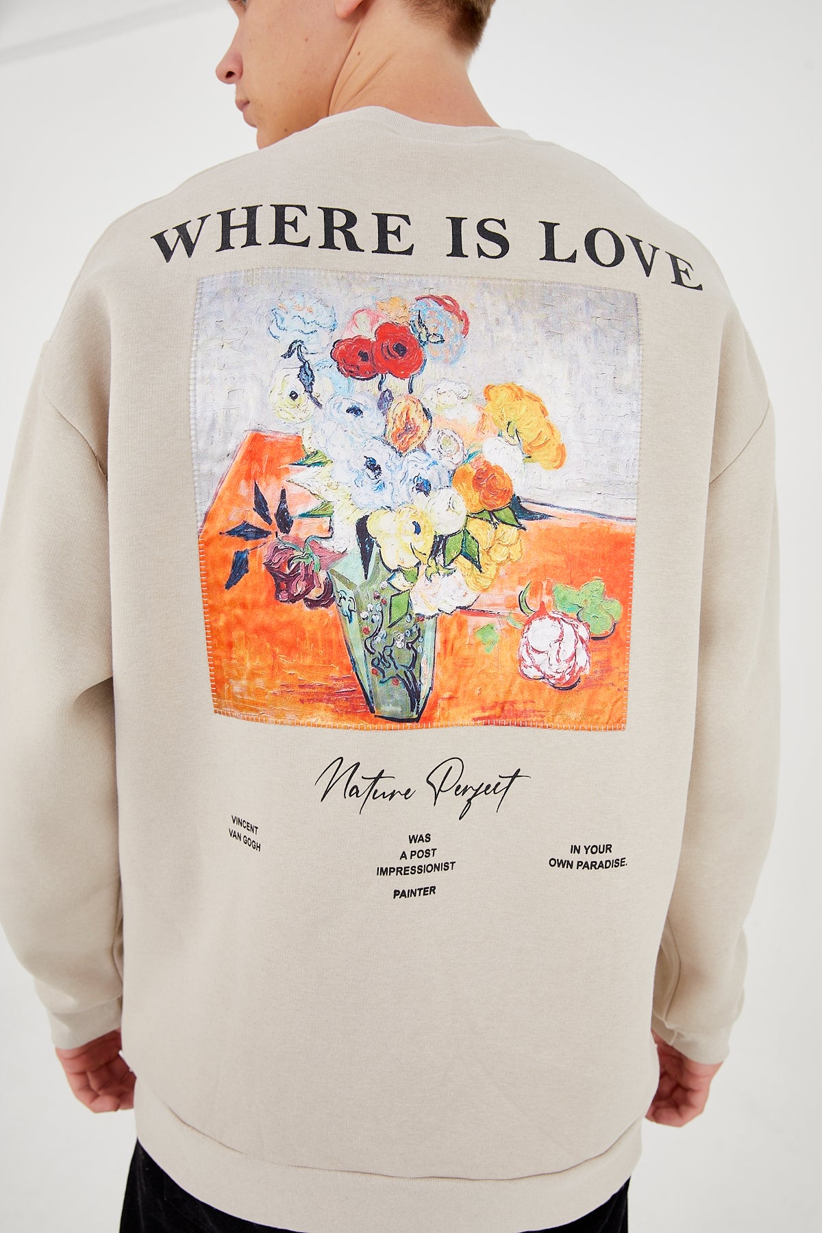 Vincent Van Gogh Love Sıfır Yaka Sweatshirt - Bisküvi