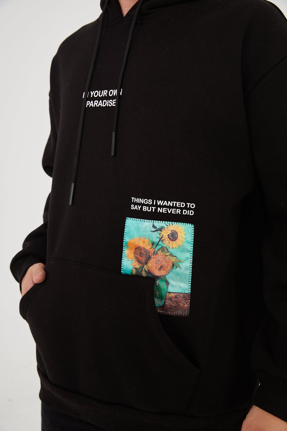 Vincent Van Gogh Paradise Kapüşonlu Sweatshirt - Siyah