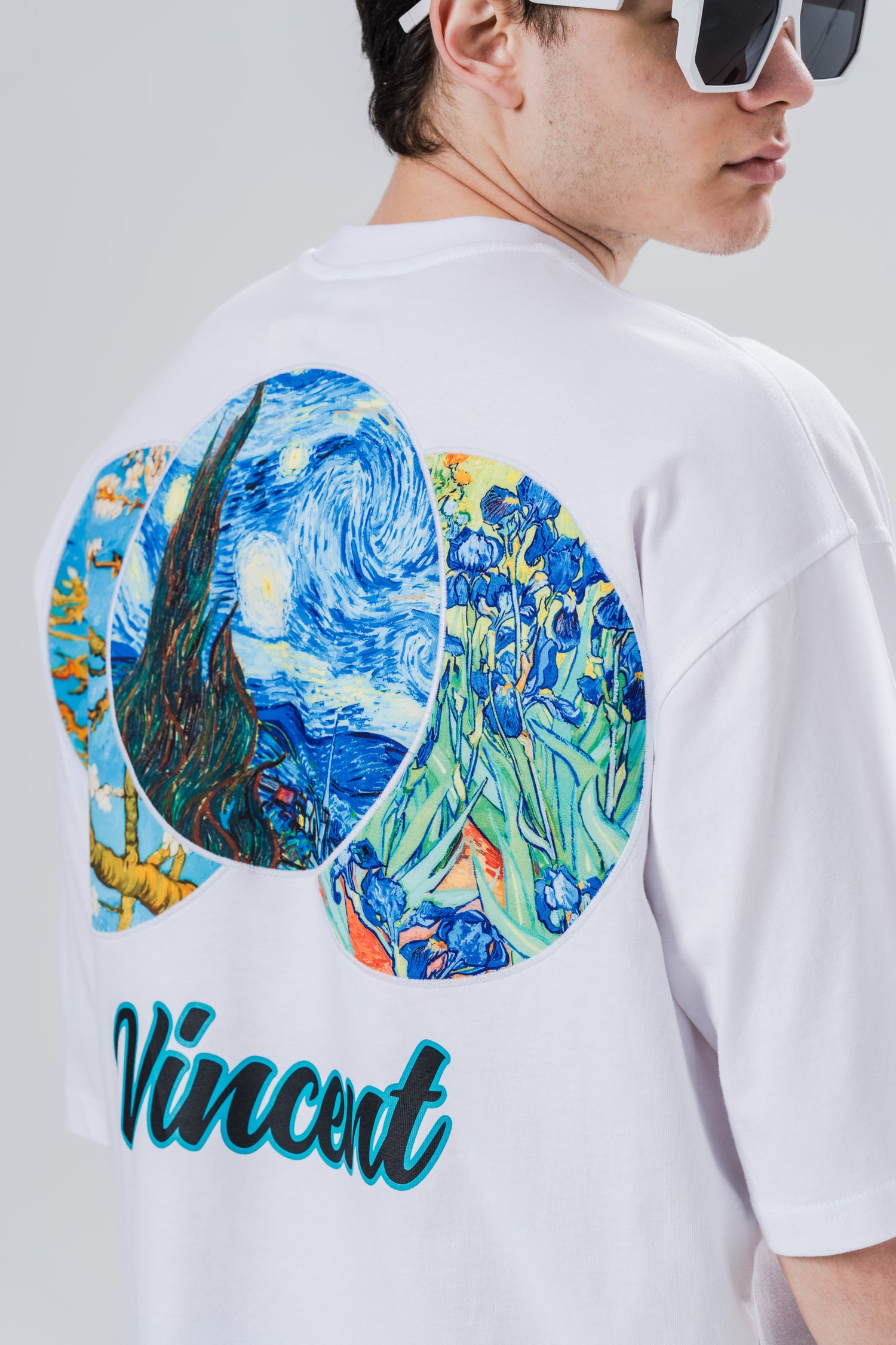 Van Gogh Moment Oversize Basic T-Shirt - Beyaz