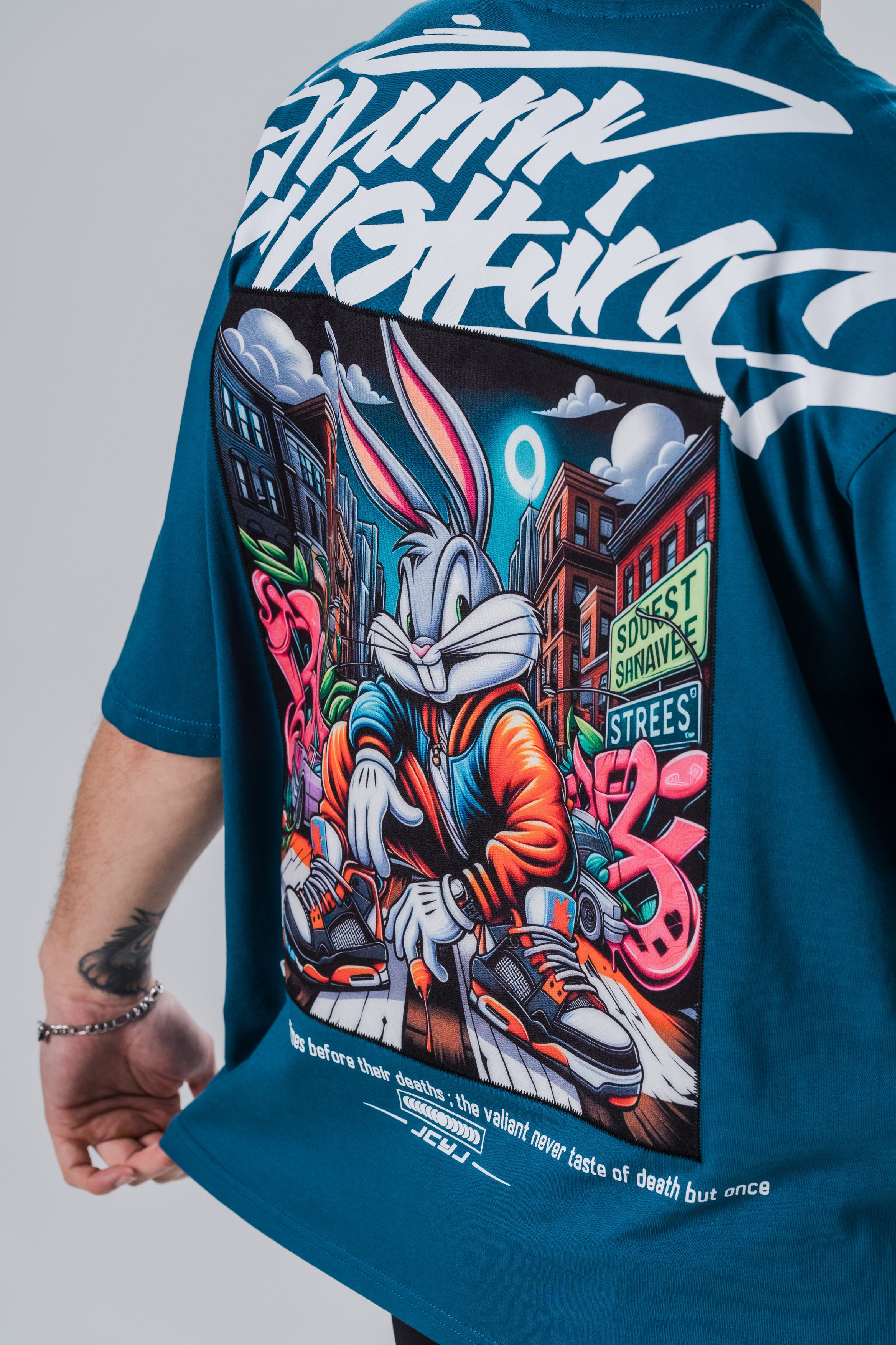 Bunny Oversize Basic T-Shirt - Petrol Mavisi