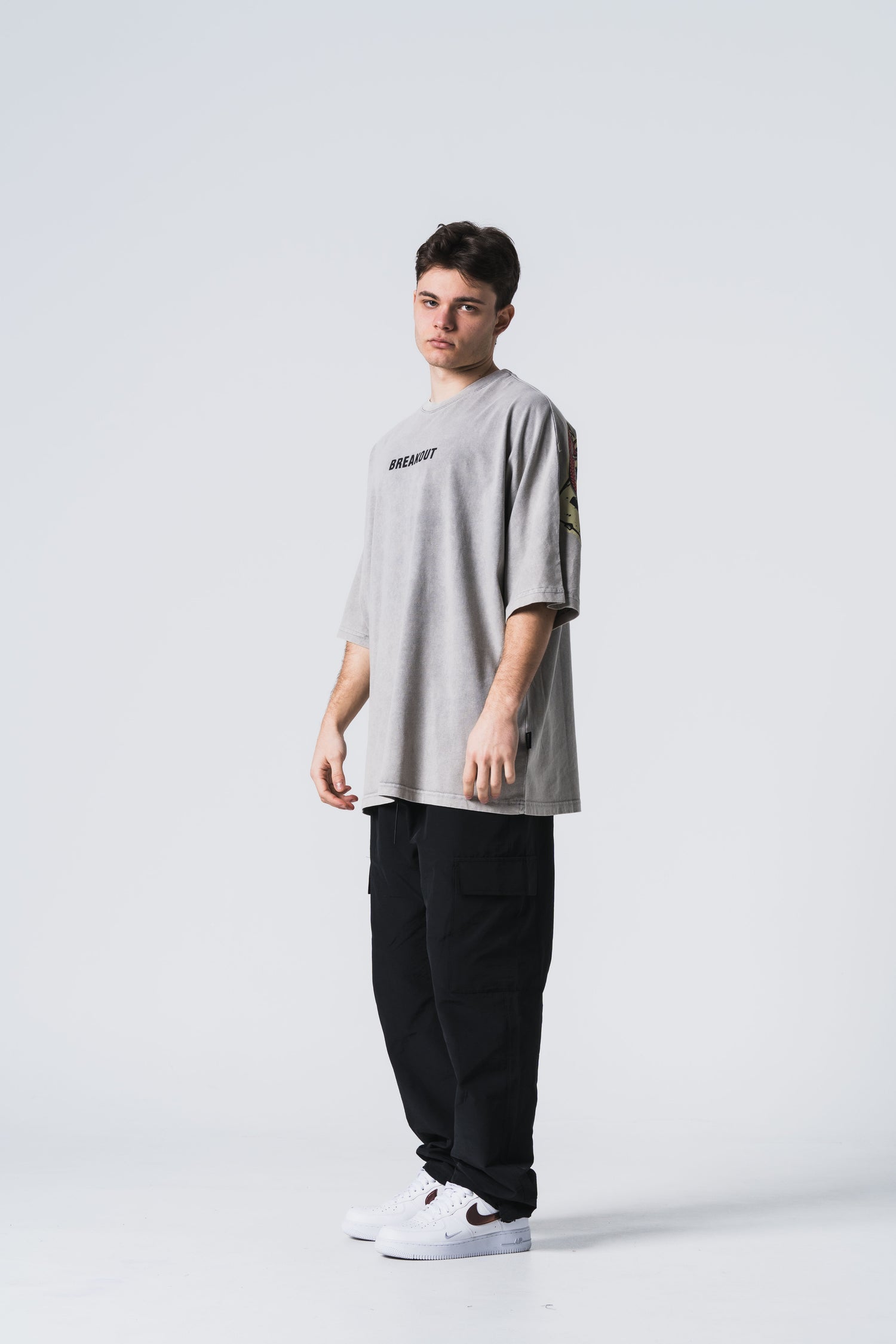 Snake Oversize Basic T-Shirt - Gri