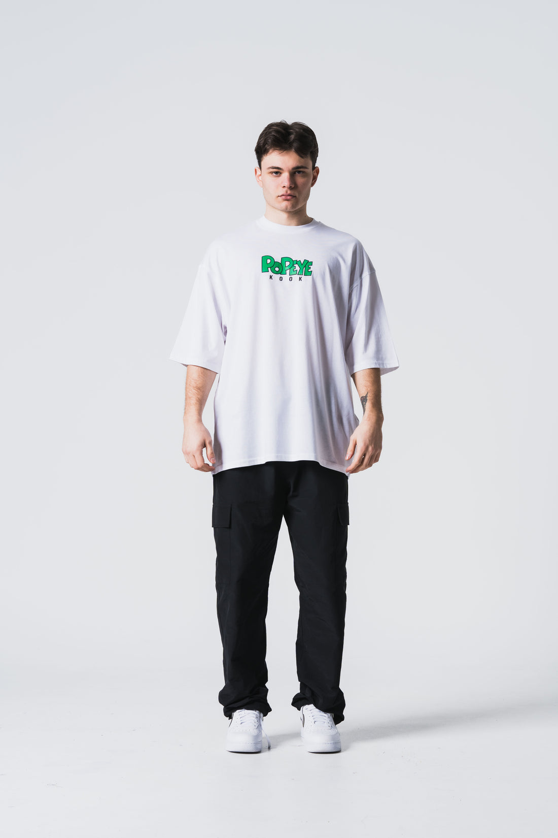 Popeye Oversize Basic T-Shirt - Beyaz