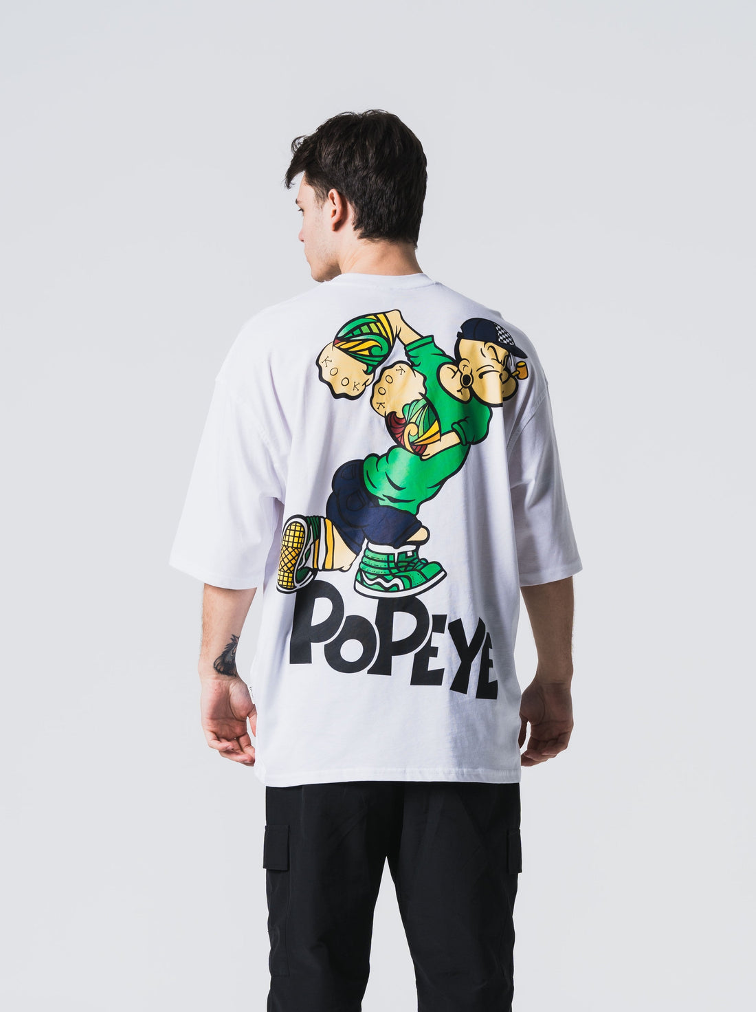 Popeye Oversize Basic T-Shirt - Beyaz