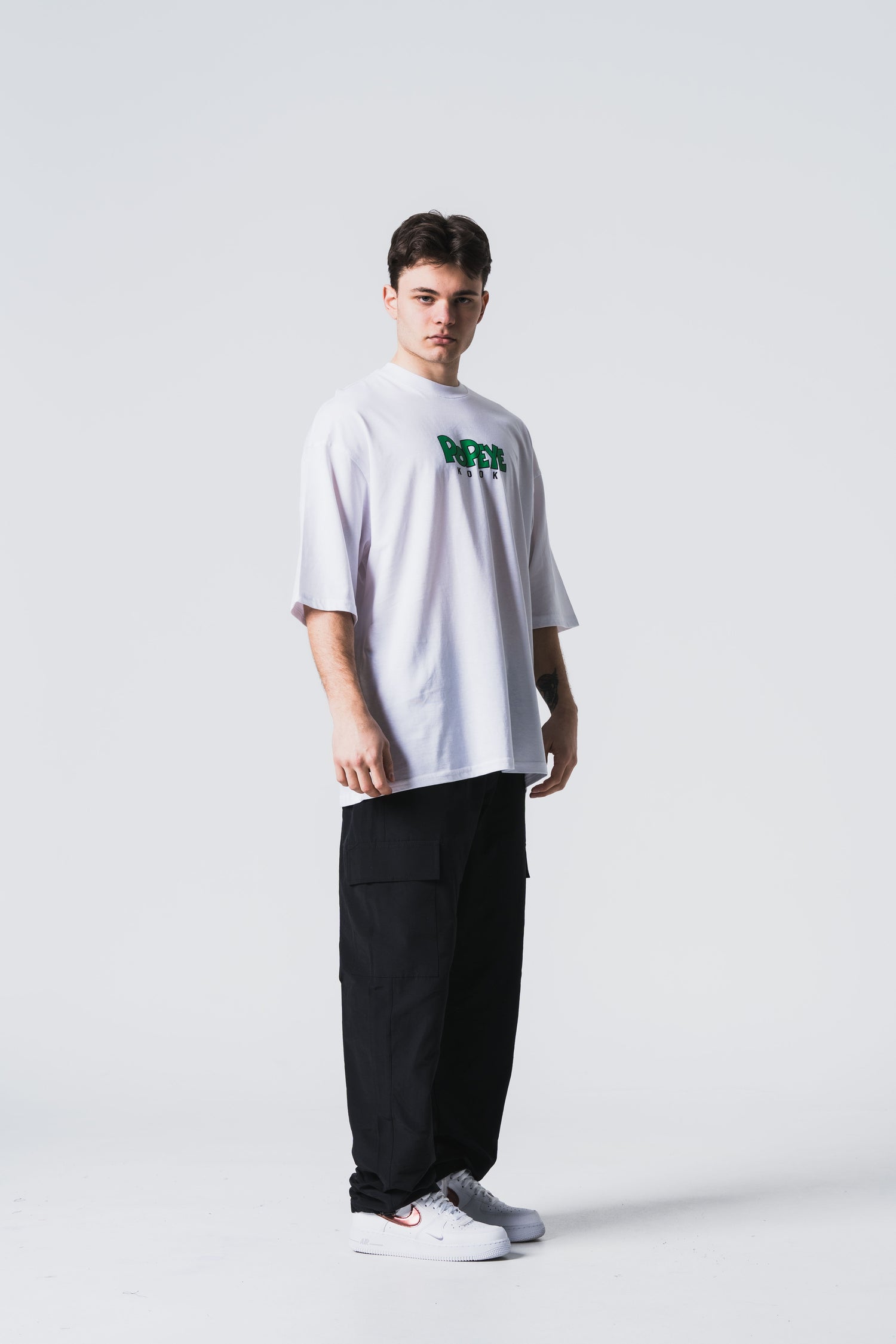 Popeye Oversize Basic T-Shirt - Beyaz