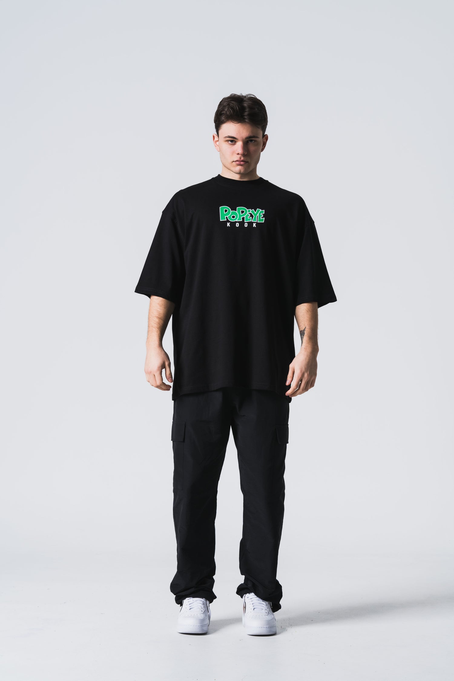 Popeye Oversize Basic T-Shirt - Siyah