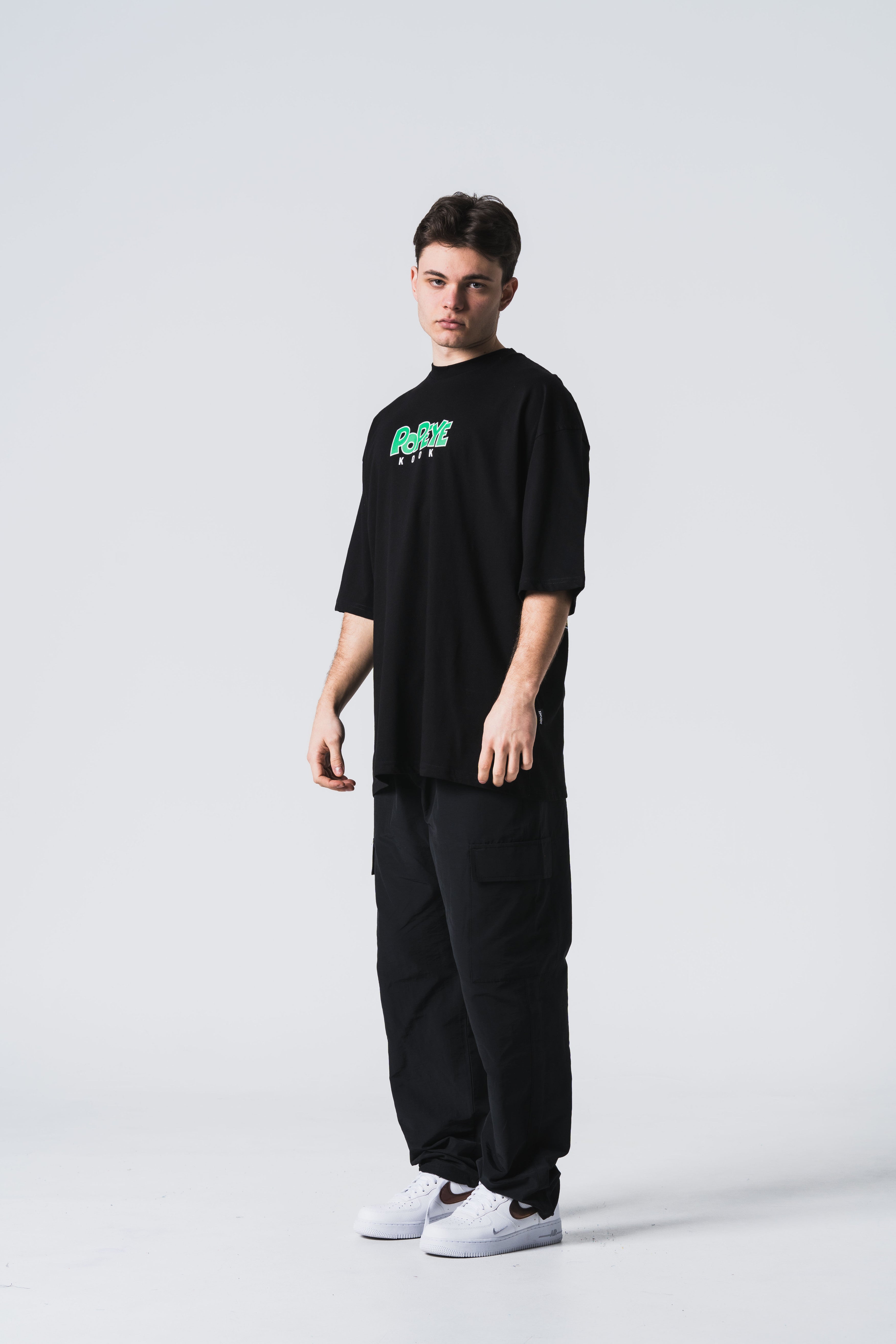 Popeye Oversize Basic T-Shirt - Siyah