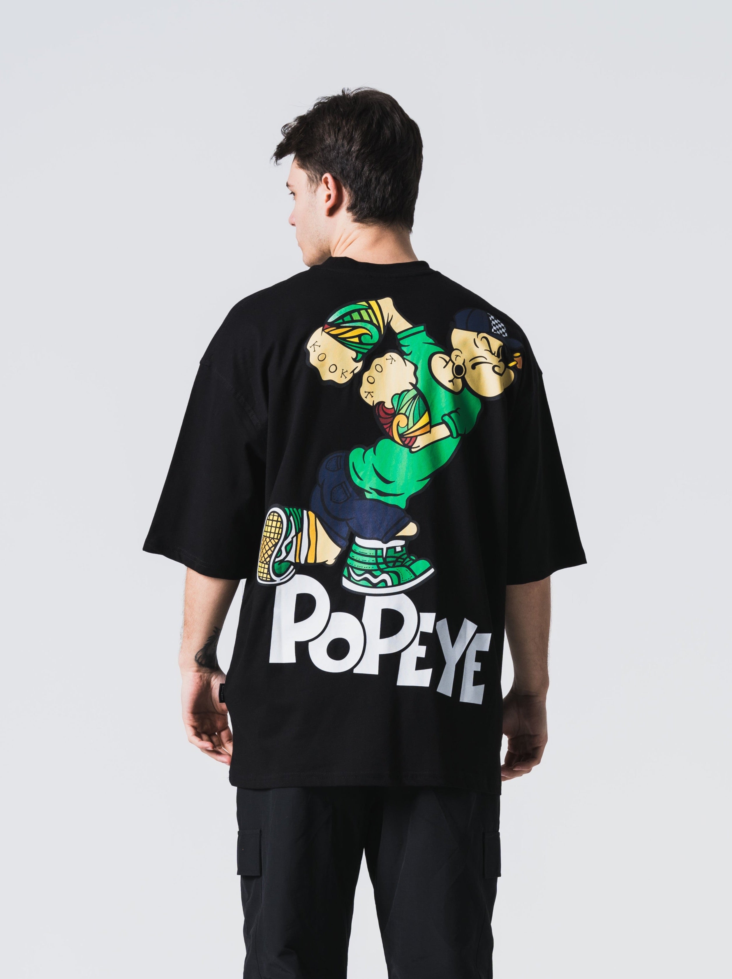 Popeye Oversize Basic T-Shirt - Siyah