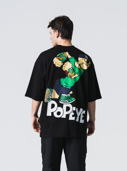 Popeye Oversize Basic T-Shirt - Siyah