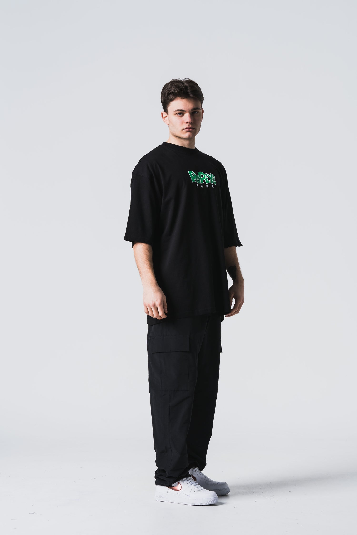 Popeye Oversize Basic T-Shirt - Siyah