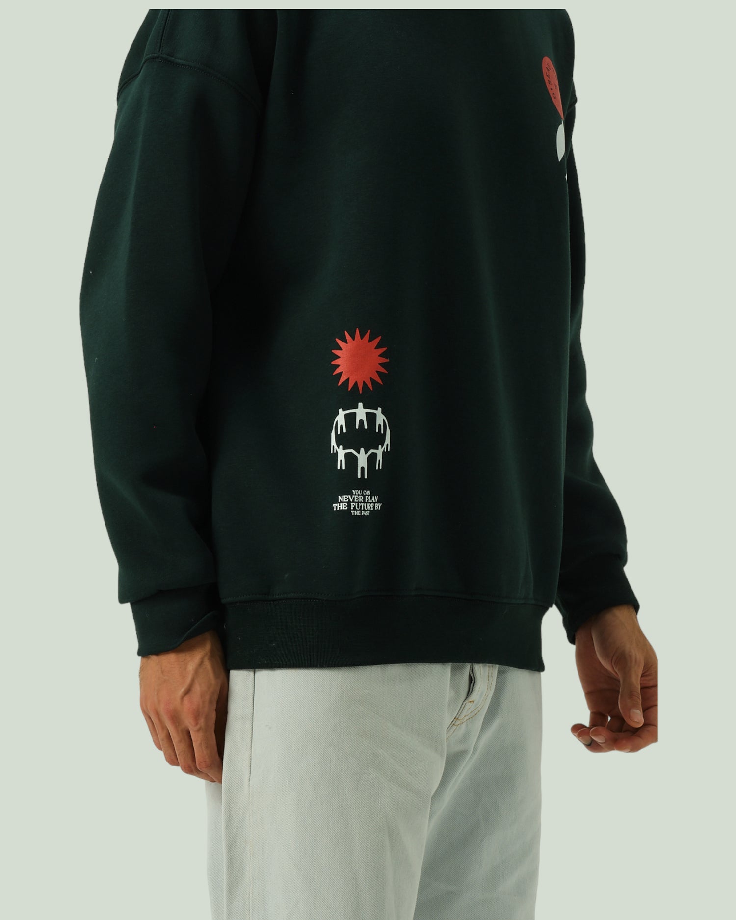 Oiseau Sıfır Yaka Sweatshirt - Yeşil