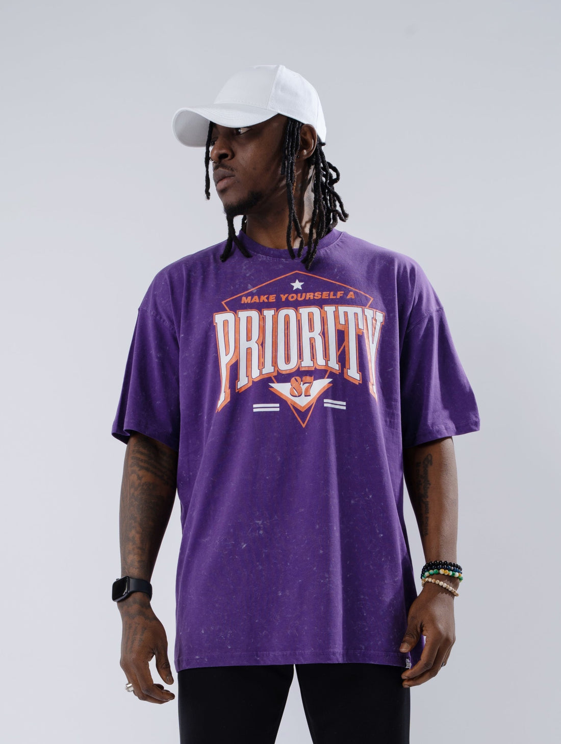 Priority 87 Yıkamalı T-Shirt - Mor