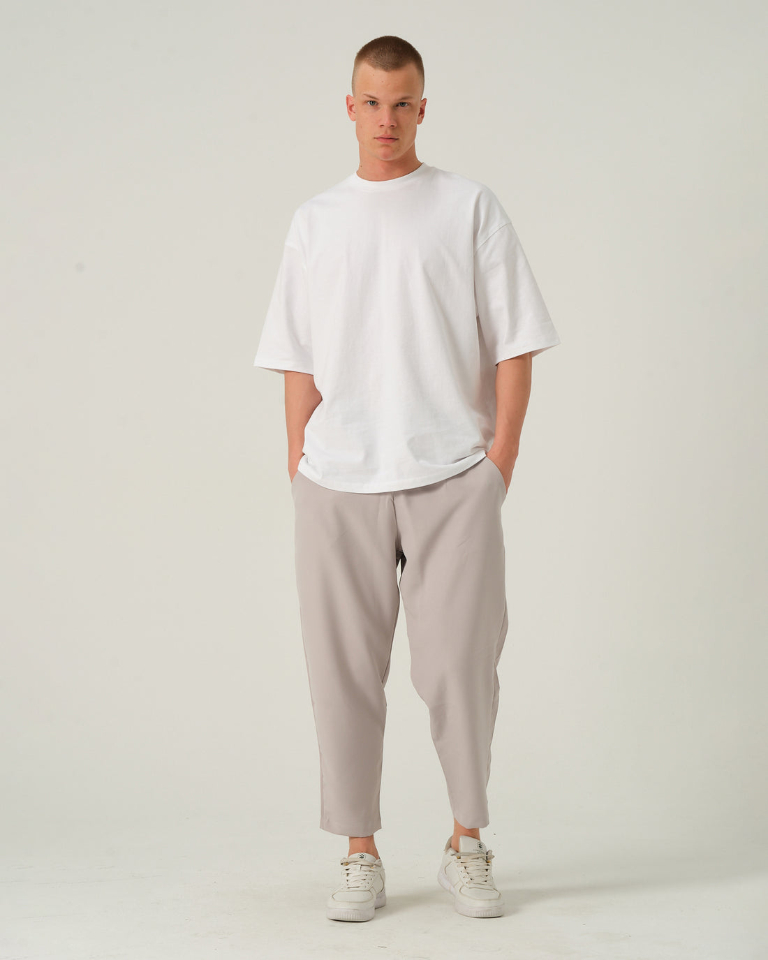 Basic Kumaş Pantolon - Açık Gri