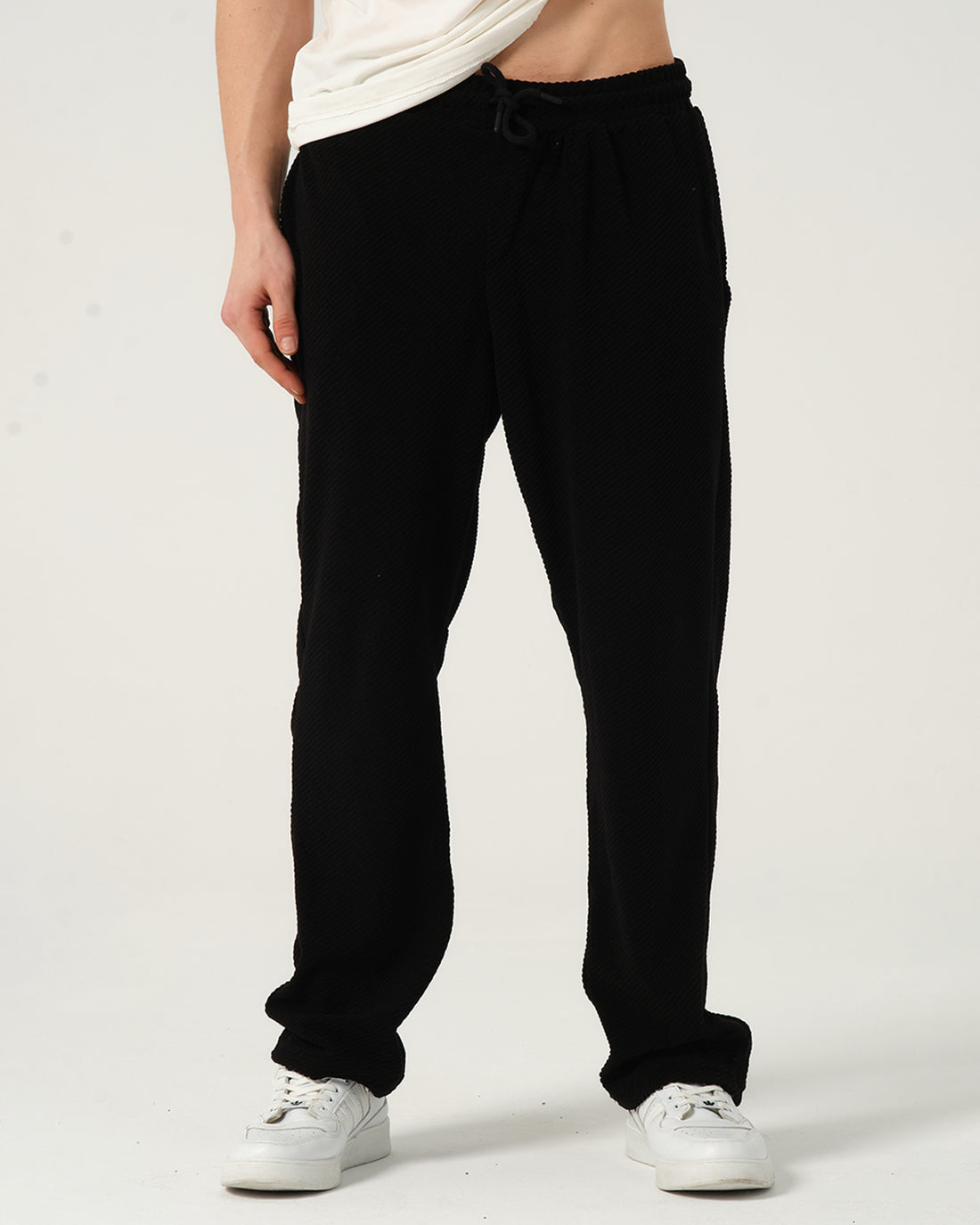 Basic Havlu Kumaş Pantolon - Siyah