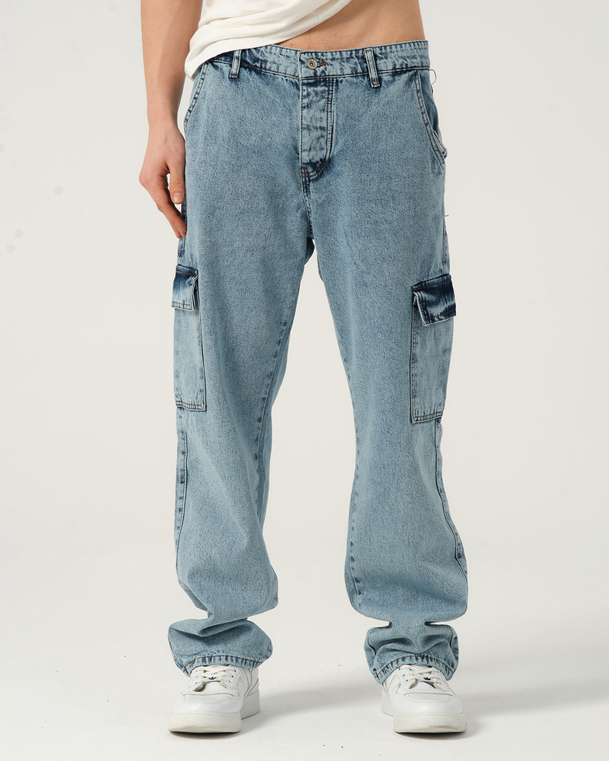 Cargo Baggy Fit Jean - Snow Washed