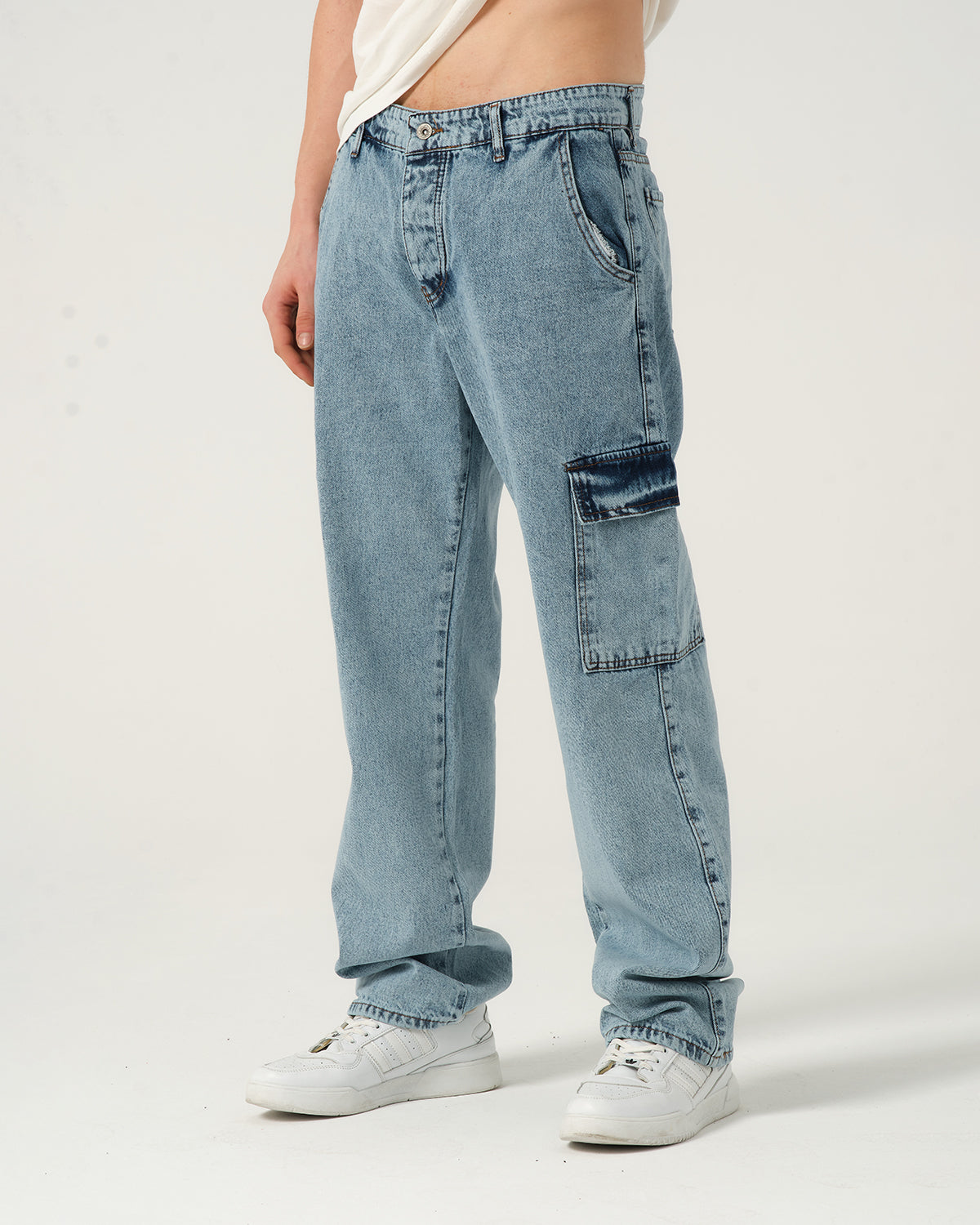 Cargo Baggy Fit Jean - Snow Washed