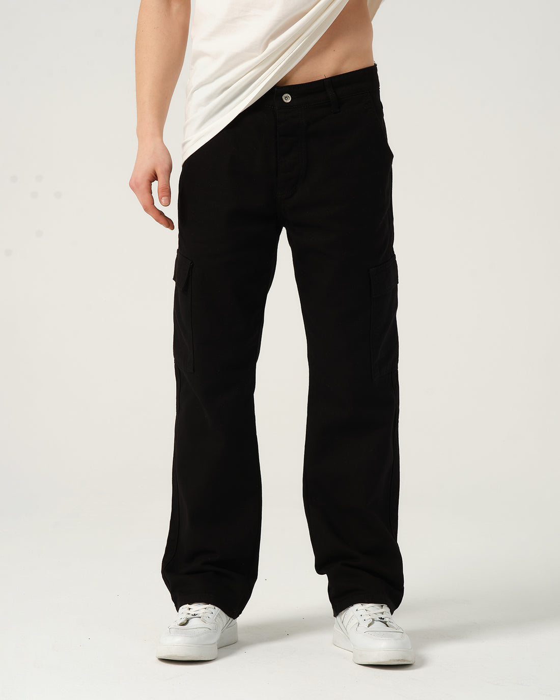 Cargo Baggy Fit Jean - Dark Black