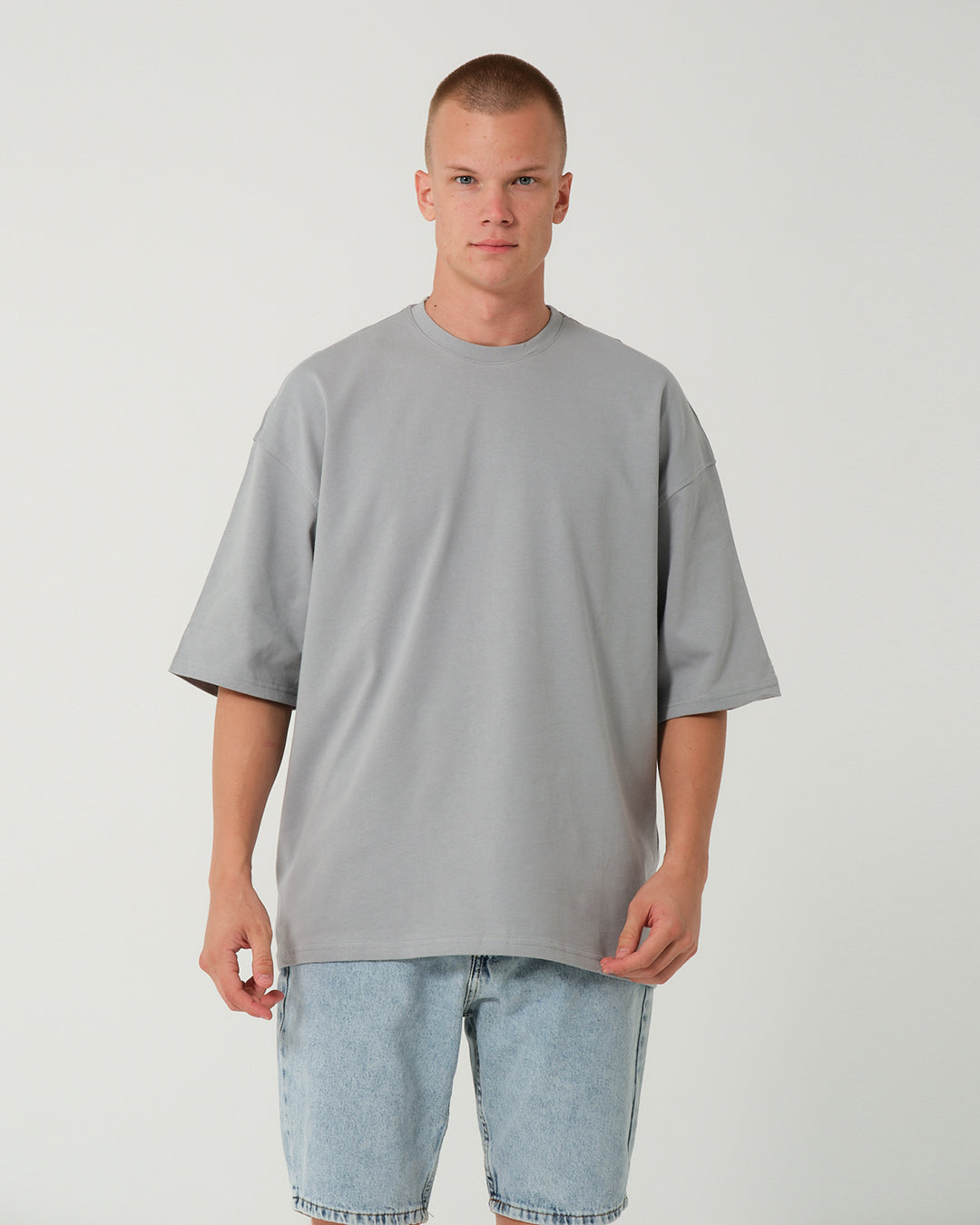 Oversize Basic T-Shirt - Açık Gri