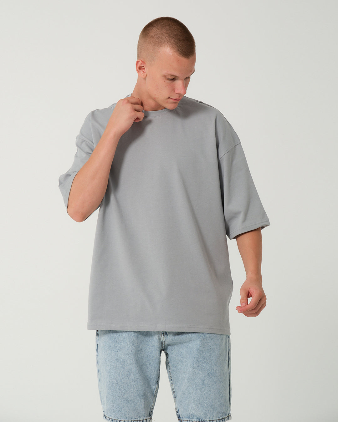 Oversize Basic T-Shirt - Açık Gri